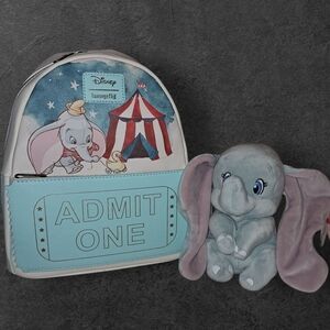 New With Tags Loungefly Disney Dumbo Admit One And Dumbo Beanie Baby